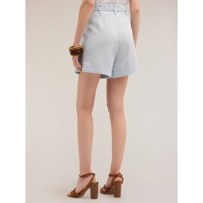 Motivi - Shorts fluido con pieghe - Azzurro