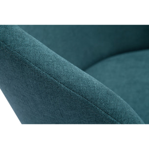 Chaises scandinaves en tissu effet velours bleu canard et bois clair massif (lot de 2) VANITY
