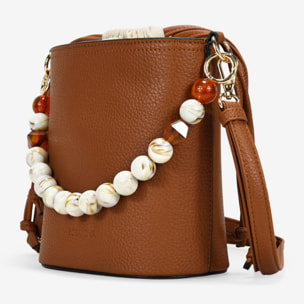 Bolso bandolera cuero con asa de piedras