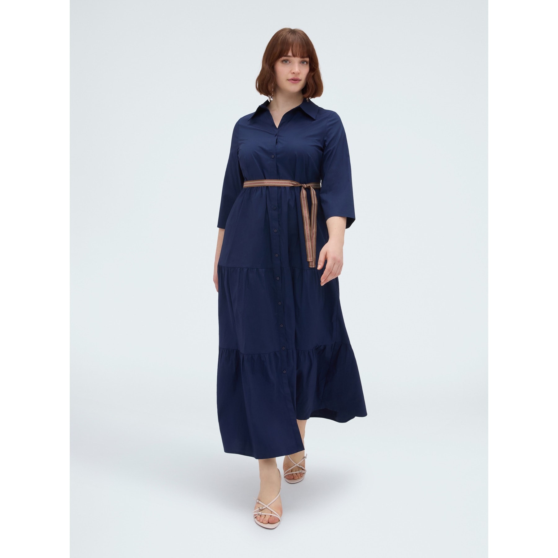 Fiorella Rubino - Vestido camisero Power en viscosa - Azul