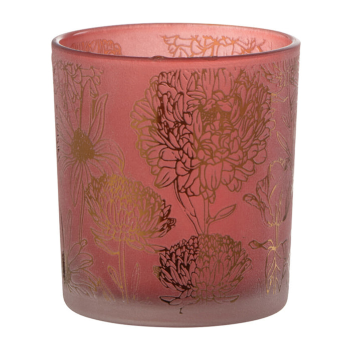 J-Line photophore Fleurs - verre - rouge/or - small