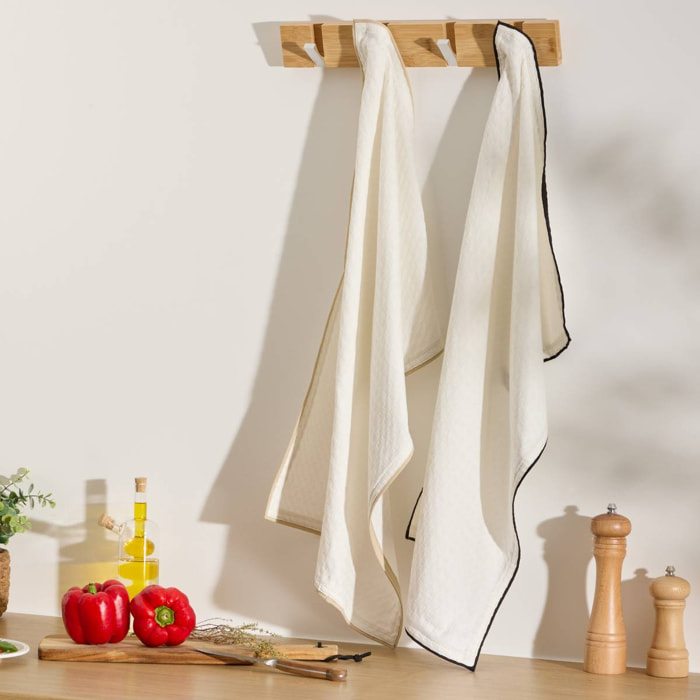 Lot de 2 torchon Waffle 70x45cm en coton blanc