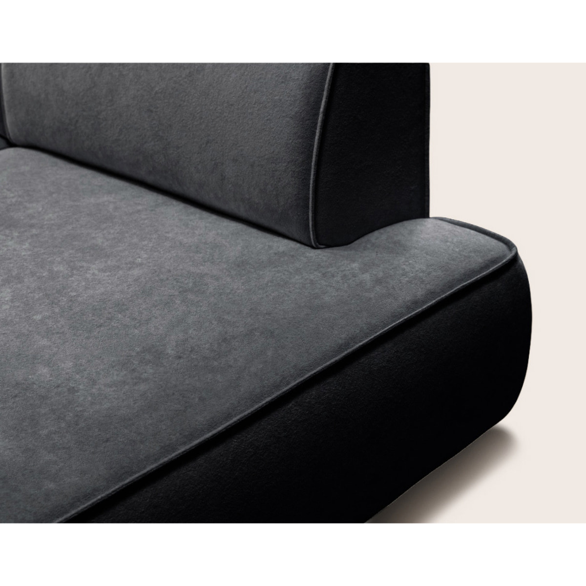 Lisette - Canapé d'angle droit 4 places convertible avec coffre en velours - Noir
