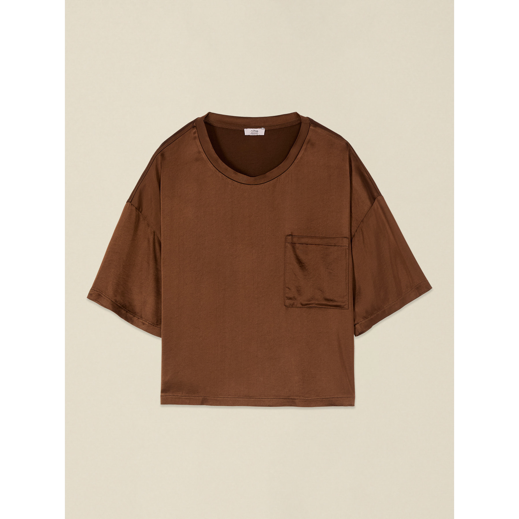 Oltre - Blusa boxy en raso de viscosa - Marrón