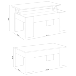 Mesa de centro elevable Low Cost Blanco Artik (Blanco Mate)