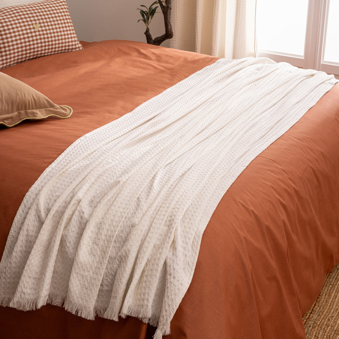 Jeté de lit "Widdy" coton 130x180cm blanc