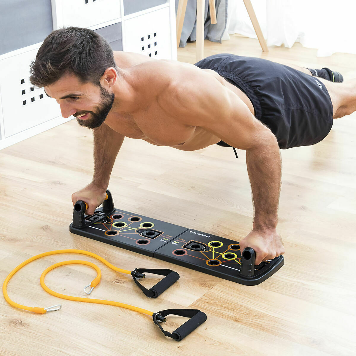 Pack Planche de Pompes Push-Up et Set de Bandes de Résistance avec Accessoires et Guide d´Entraînement InnovaGoods