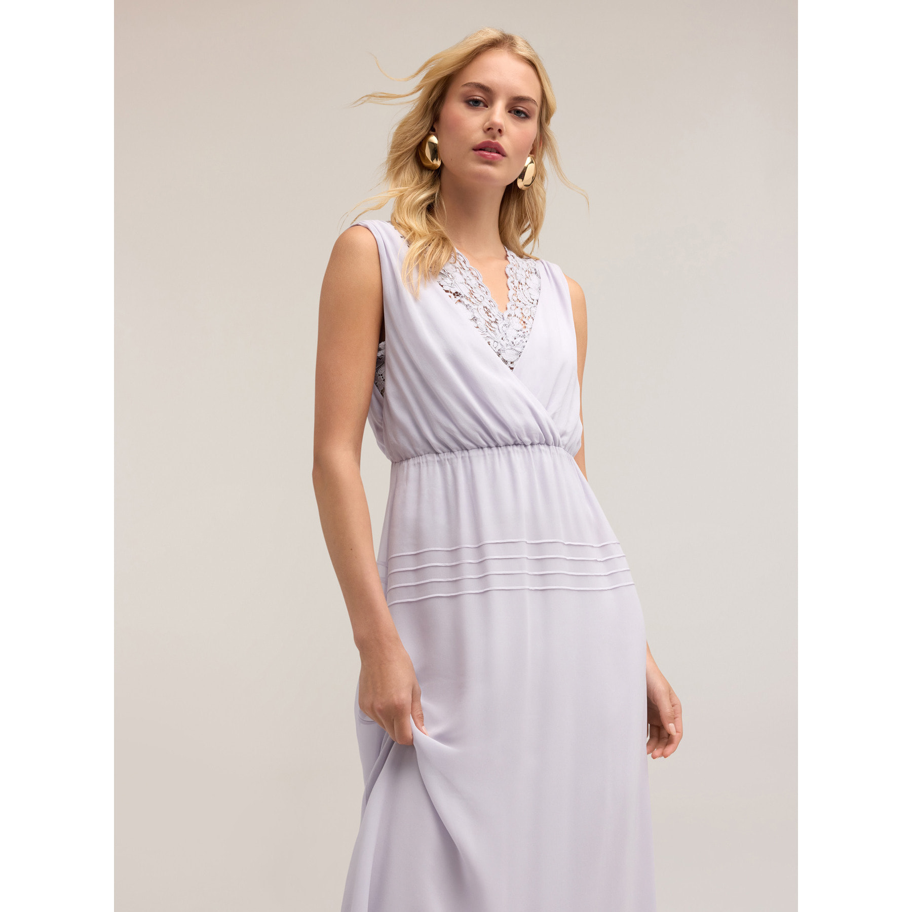 Motivi - Vestido largo con top de encaje - Violeta