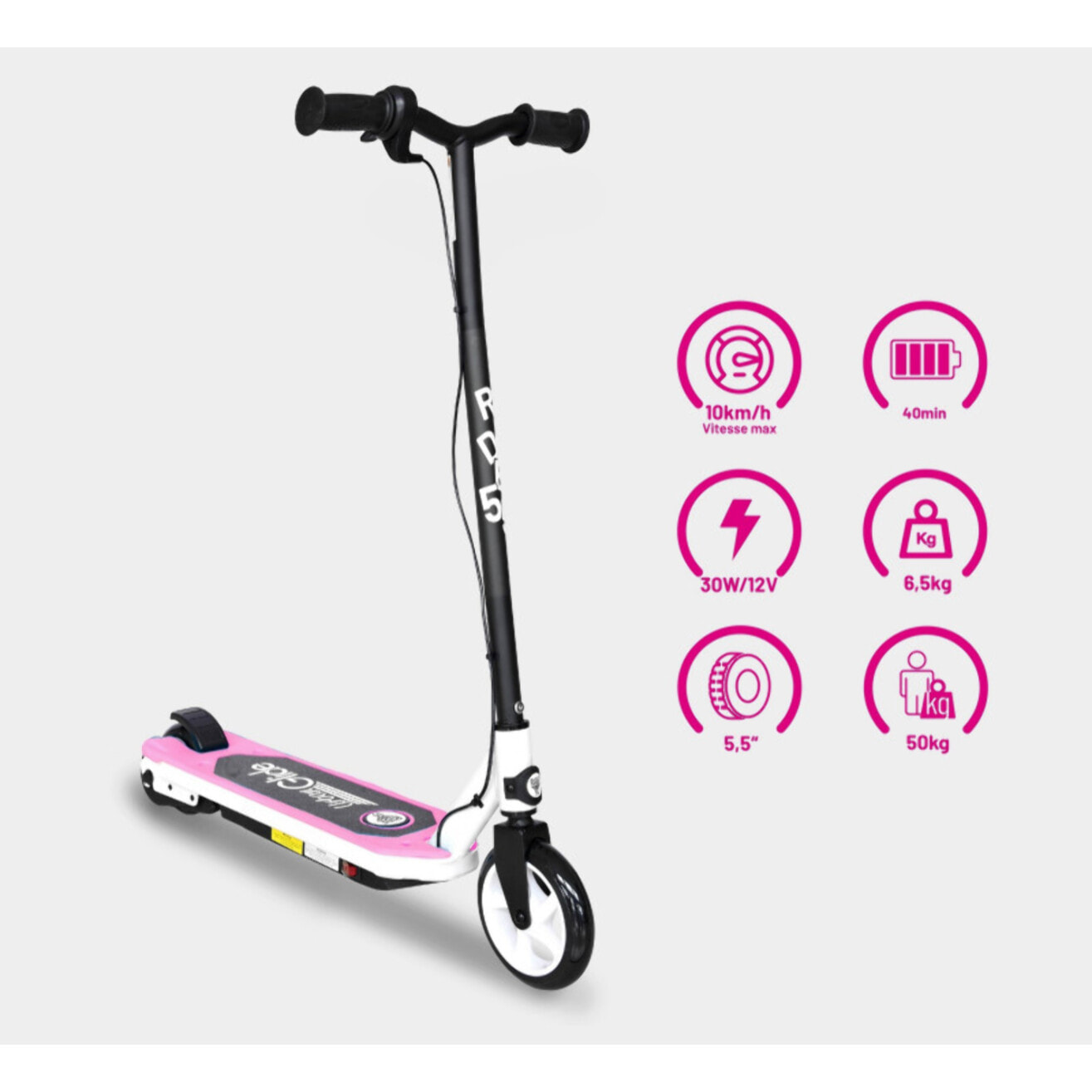 URBANGLIDE Ride 55 Kid – Trottinette Électrique Enfant 30W – 10 km/h – Autonomie 40 min – Gâchette Accélération – Roues 5.5" – F