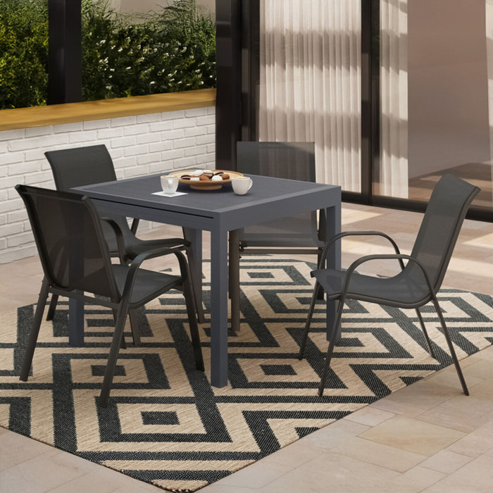 Ensemble repas extensible 8 places polywood gris