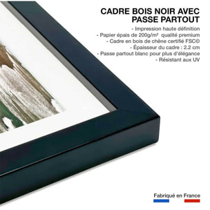 Poster bonheur vacances à la mer Affiche sous cadre noir