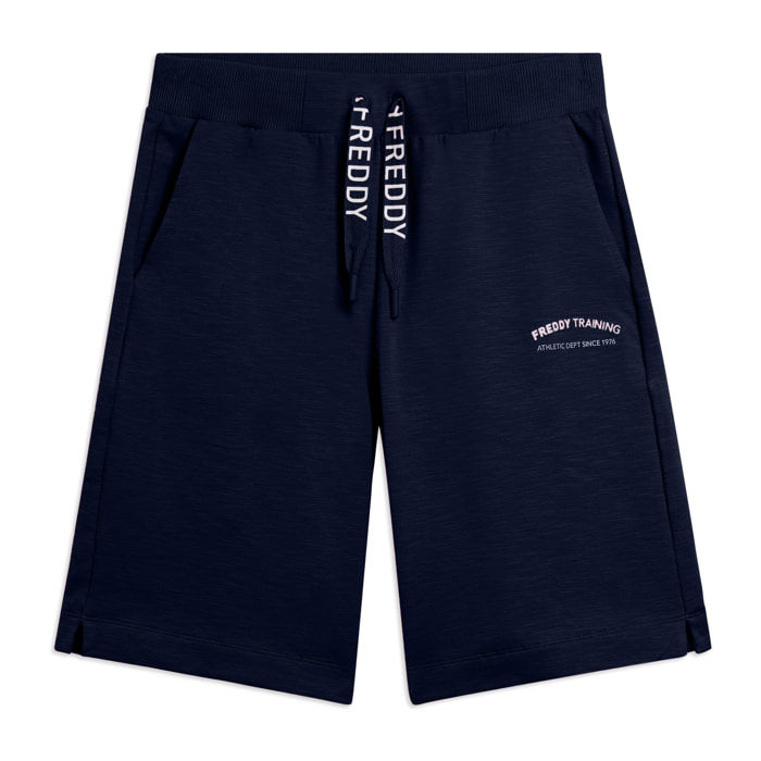 Pantaloni Corti con Spacchi Laterali in Tessuto Fiammato