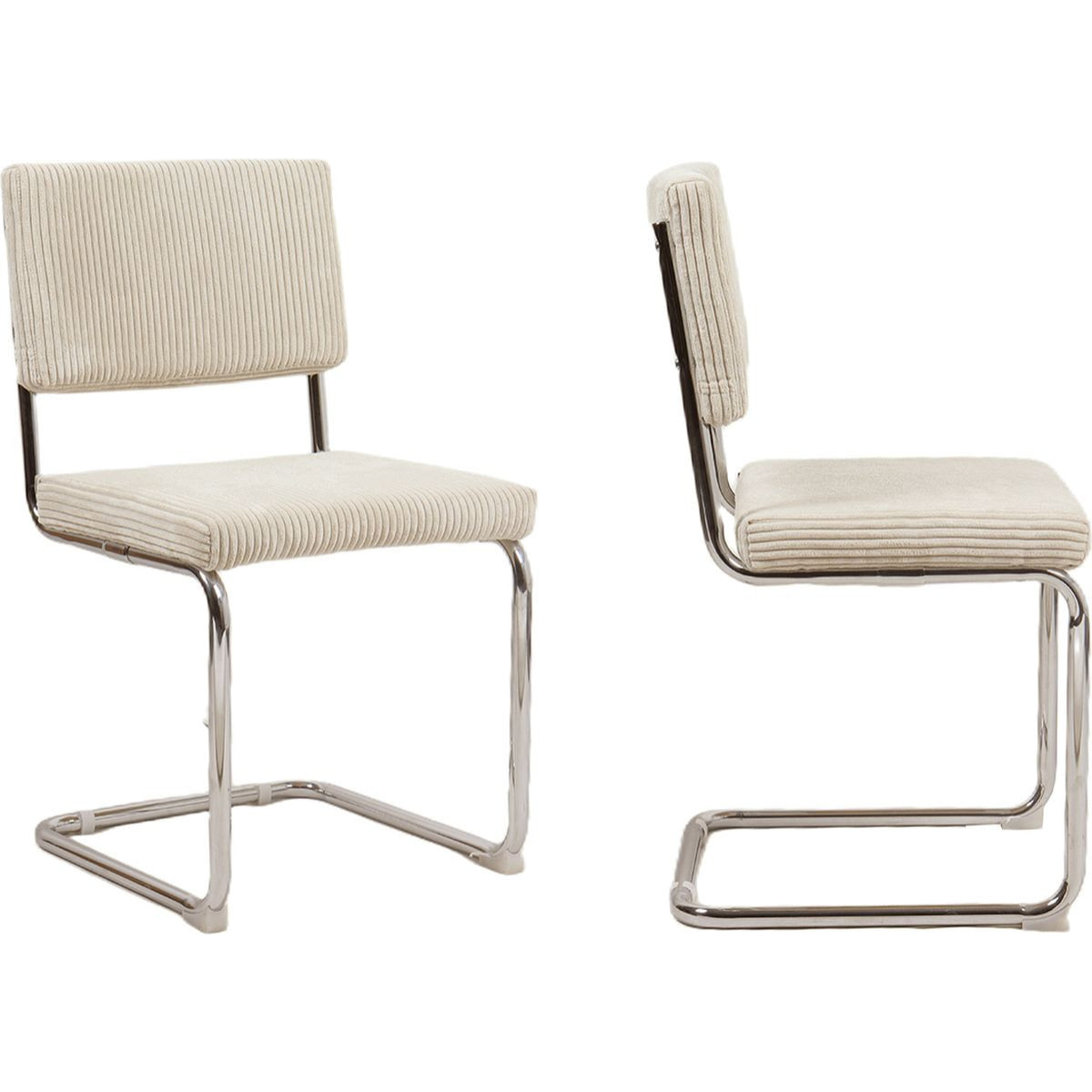 Lot de 2 chaises en velours côtelé et métal chromé - DULCE