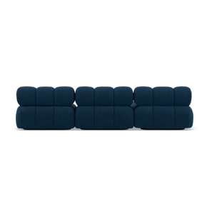 Ruby - canapé modulable d'angle gauche 4 places en velours texturé - Bleu