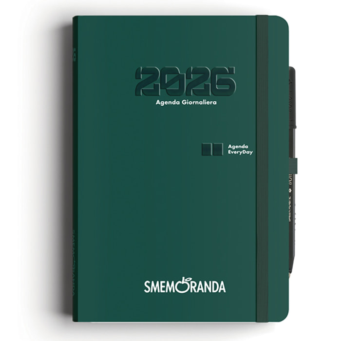 Agenda Smemoranda Everyday 2026 Giornaliera 12 mesi , A5, Verde
