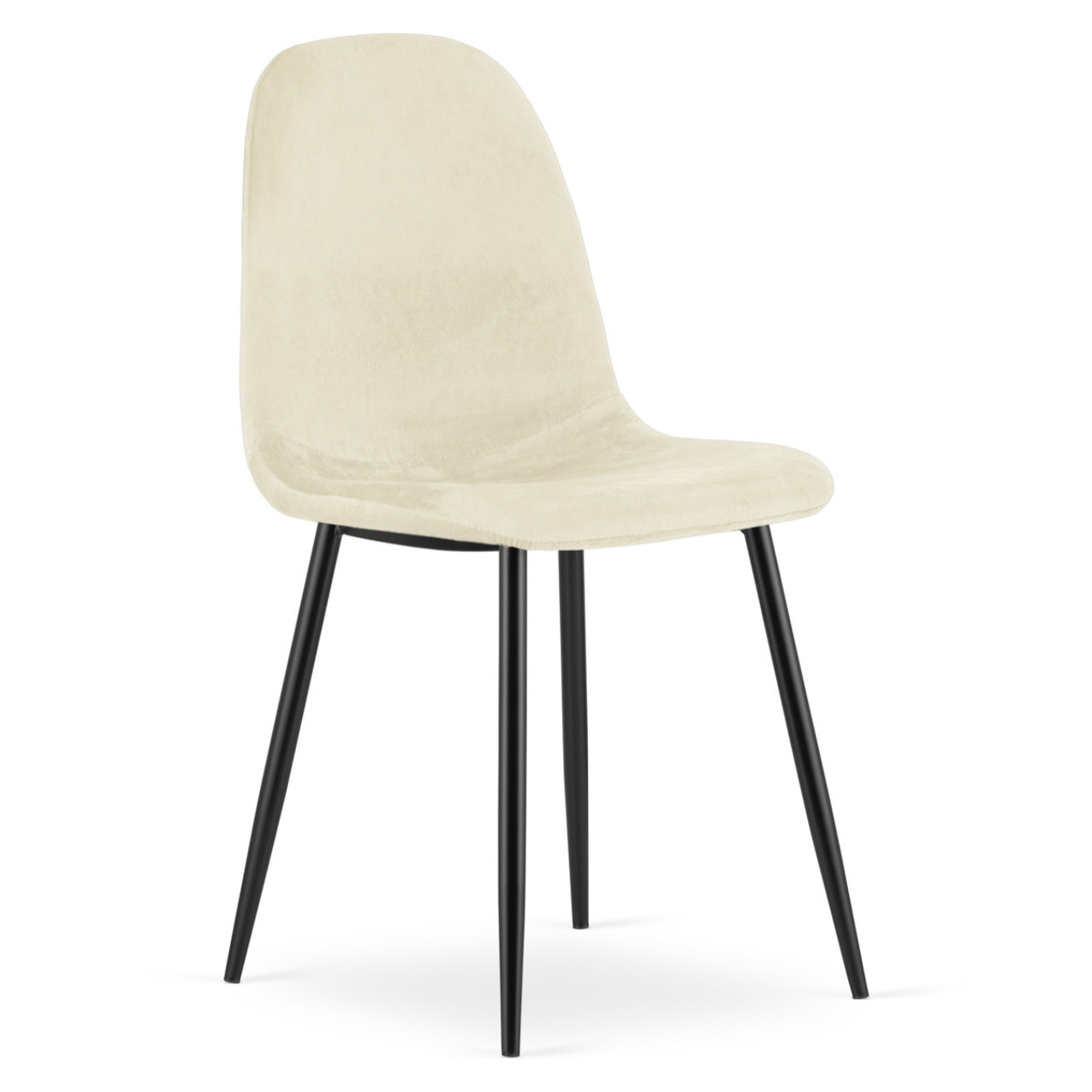 Set di 2 sedie Como in velluto beige con gambe nere