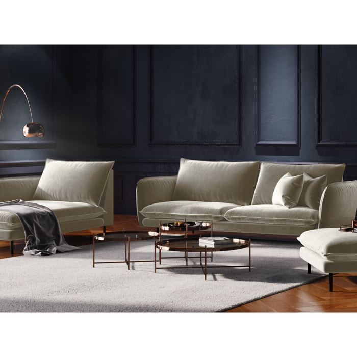 Méridienne gauche "Vienna" en velours beige