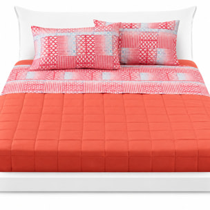 BASSETTI Completo letto 100% Cotone Fantasie Geometriche_Matrimoniale_Abby Rosso