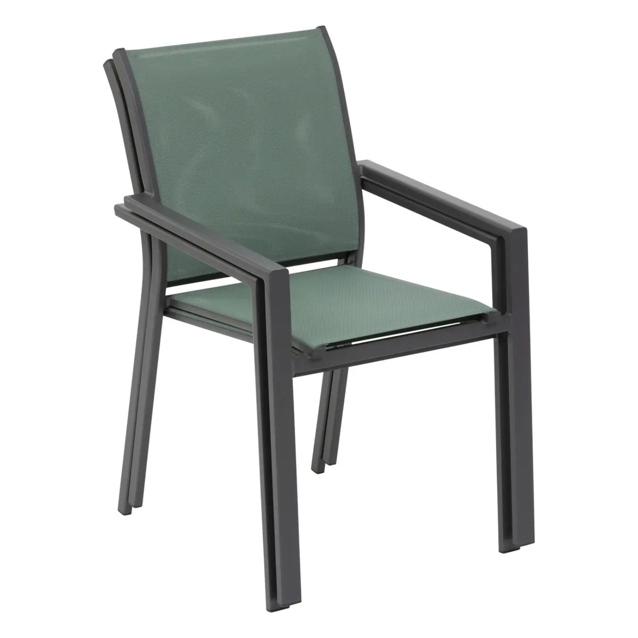 Fauteuil de jardin empilable "Essentia" vert olive & graphite en aluminium traité epoxy