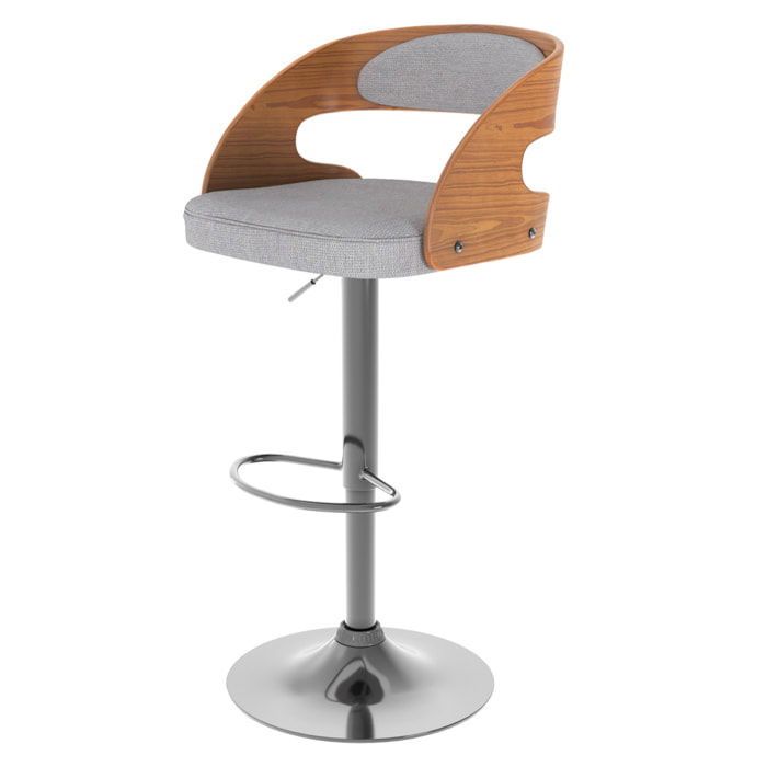 Chaise de bar réglable 62/84 cm en tissu gris clair - Louis
