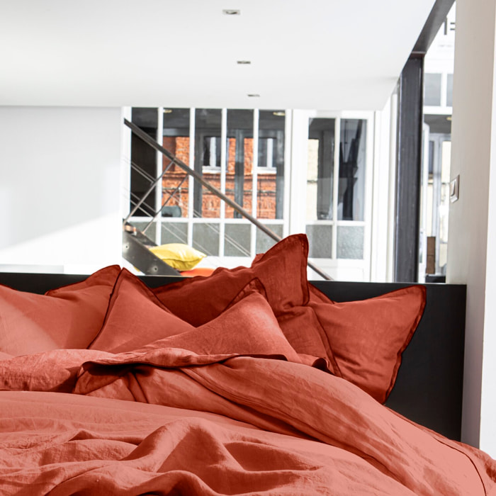 Housse De Couette 100% lin lavé Paprika