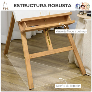 Caballete de Pintura Plegable, 235 cm, Caballete de Madera con Altura y Ángulo Ajustables, Estante Inferior, para Adultos, Artistas, Pintor, Estudiantes, Natural