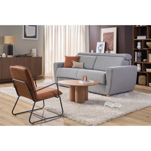 Fauteuil vintage marron et métal noir MERCY