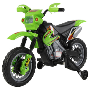 Moto Cross électrique enfant 3 à 6 ans 6 V phares klaxon musiques 102 x 53 x 66 cm vert et noir