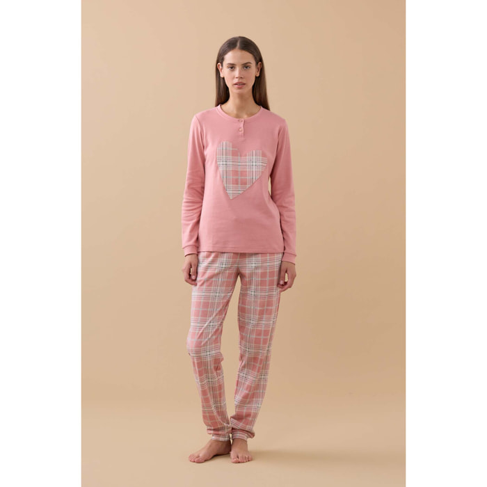 Pigiama donna herat paris in caldo cotone con collo a due bottoni Noidinotte