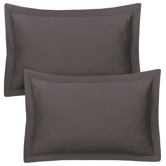 Lot de 2 taies d'oreiller satin de coton anthracite