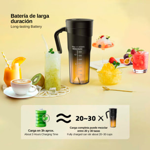 Batidora portátil HD-09 de 470 ml con potente motor de 240W, con batería recargable de 4000mAh.
