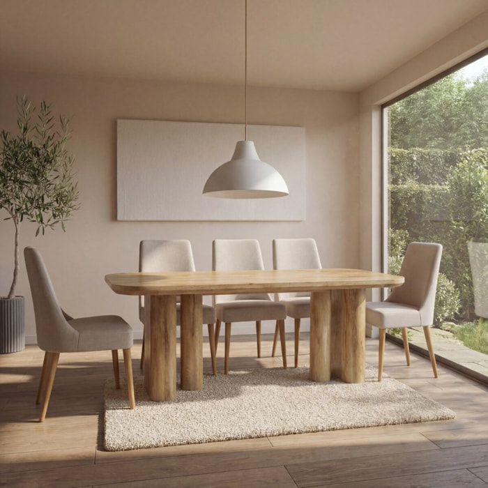 Table à manger Venier -bois massif de manguier-couleur bahamas naturelles 200 x 76 x 100 cm