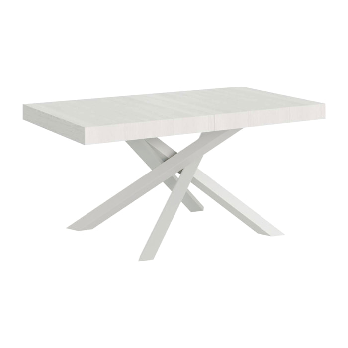 Mesa extensible 90x200/304 cm Volantis Fresno Blanco estructura blanco