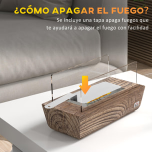 Chimenea Bioetanol Sobremesa Capacidad de 150 ml 1000BTU Combustión de 45 Minutos Chimenea de Bioetanol para Interior 5-8 ㎡ Estufa de Bioetanol de Acero Inoxidable 33x16x18 cm Roble