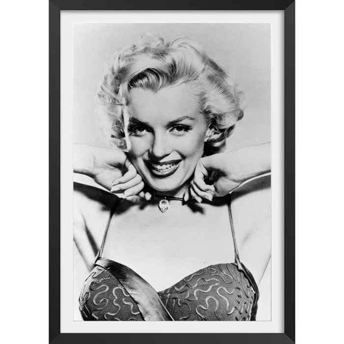 Affiche célébrité Marilyn Monroe, 1953 Affiche + cadre en bois - Noir