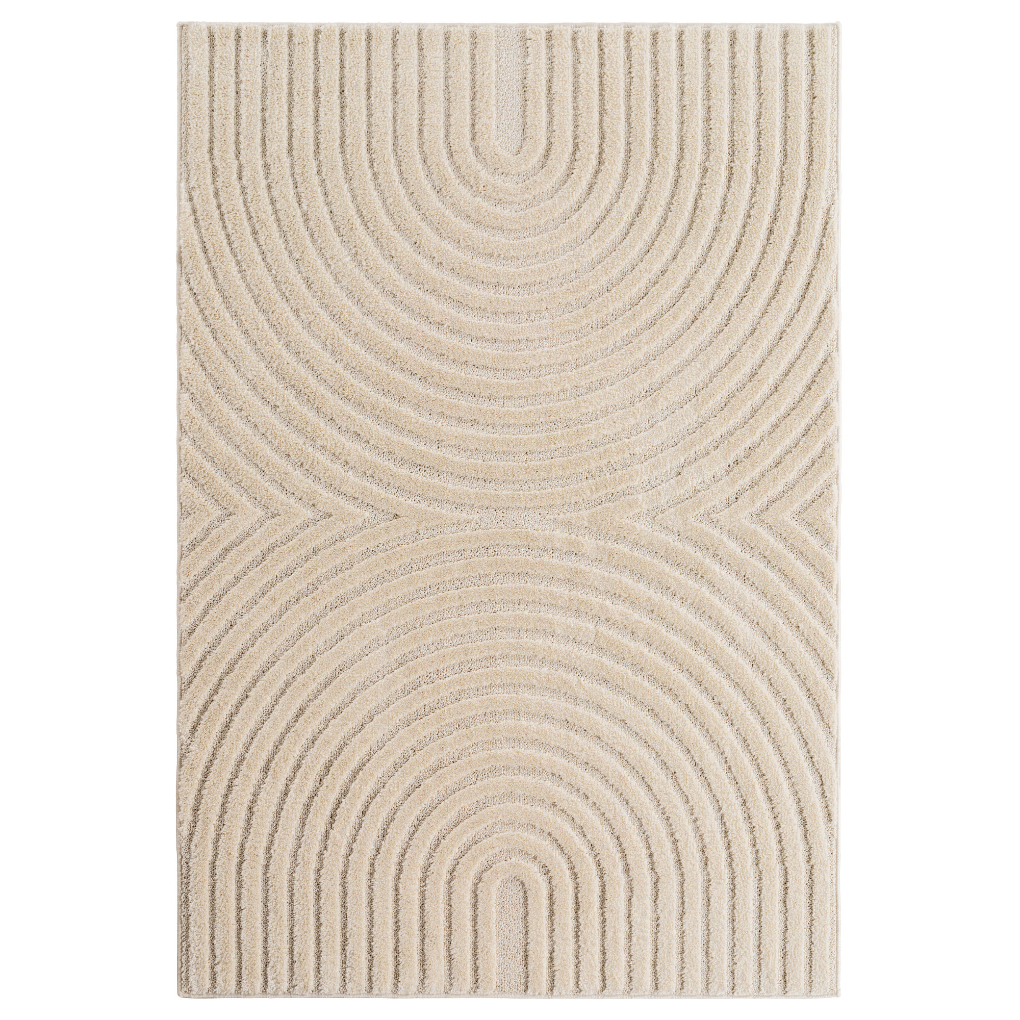 TURIN - Tapis moderne à motif arc en relief crème