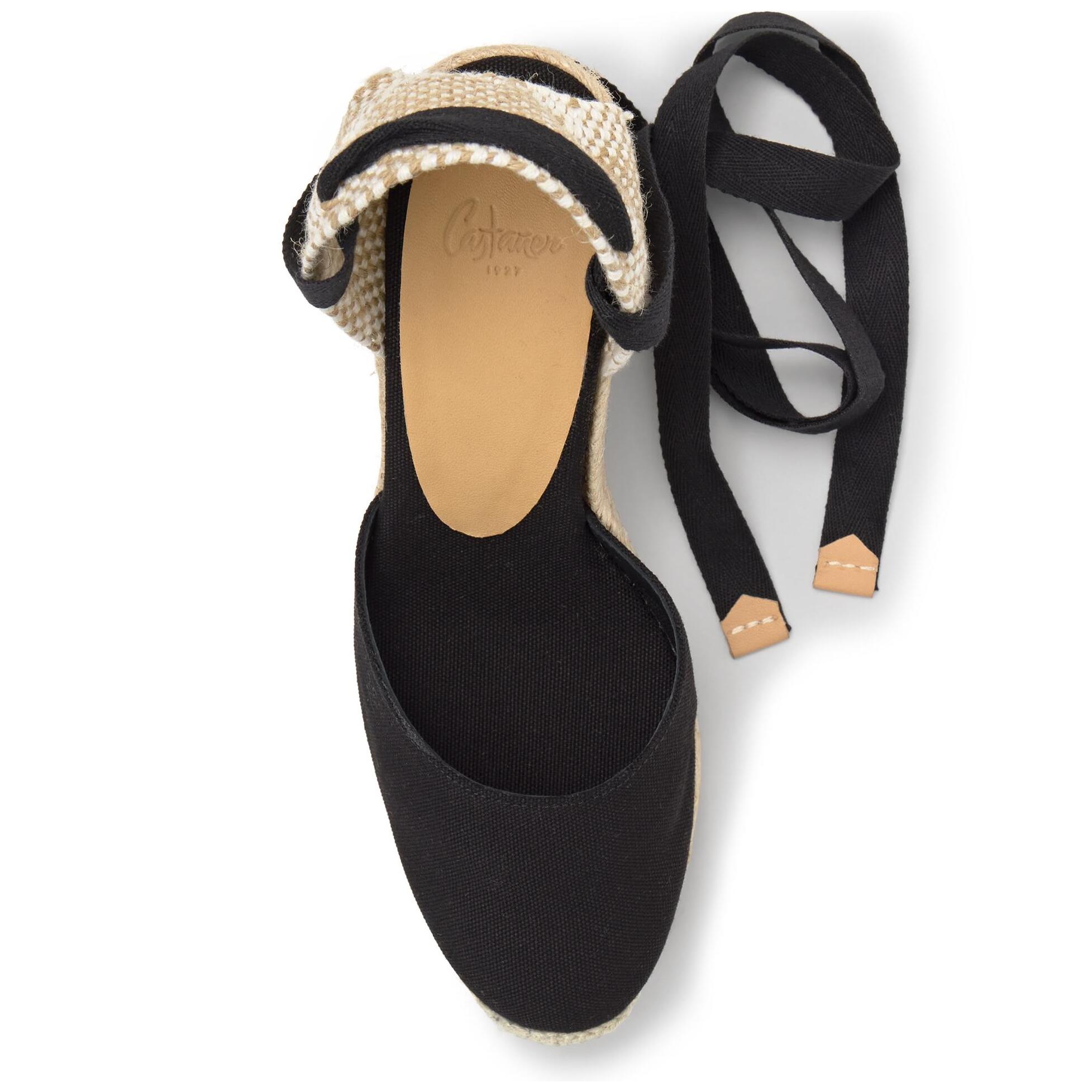 Alpargatas de cuña de mujer Carina en algodón orgánico, cierre mediante lazada