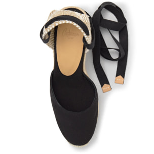 Alpargatas de cuña de mujer Carina en algodón orgánico, cierre mediante lazada