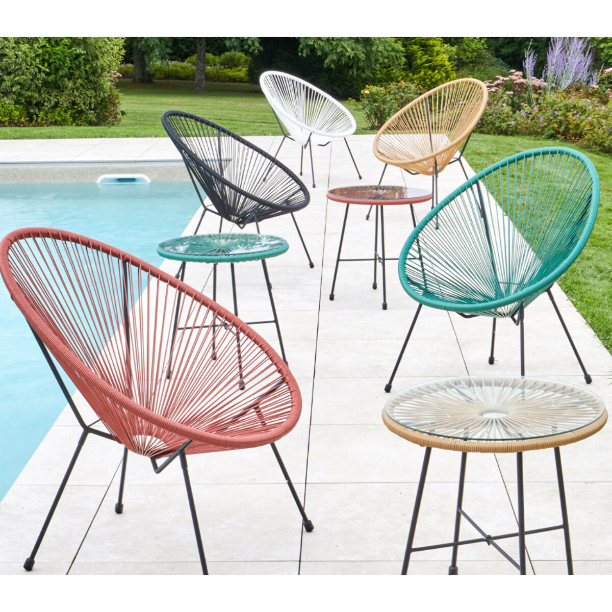 Salon de jardin en acier - 2 places - vert amande - CARACAS