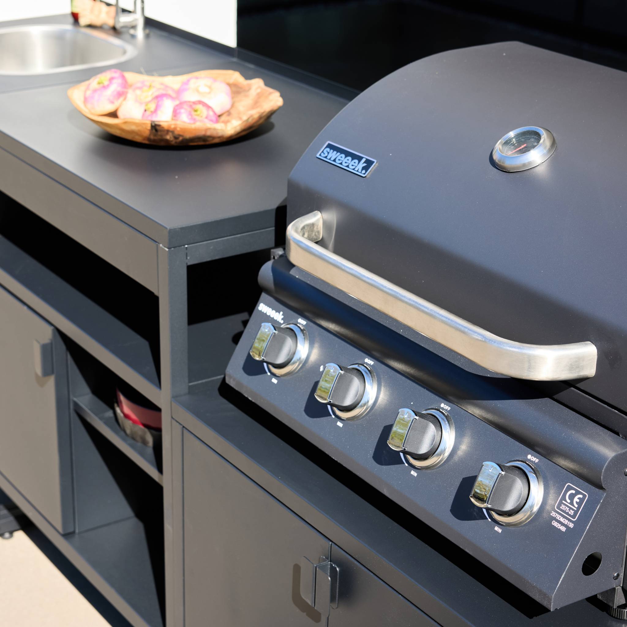 Cuisine extérieure 3 modules acier inoxydable avec barbecue gaz 4 brûleurs KEA