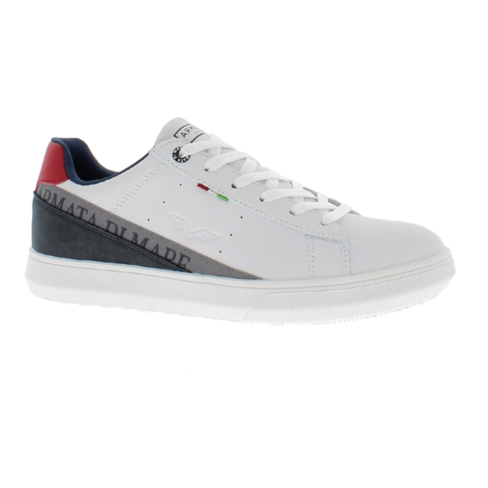 Armata di Mare Scarpe Uomo Court Sneakers Casual con Soletta Rimovibile in Memory Foam AMU S24M531 Off White Red