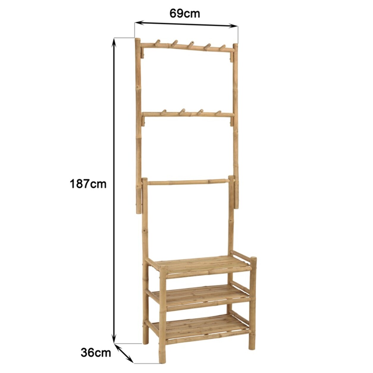 VITAL - Etagère 3 niveaux et porte-serviettes en bambou