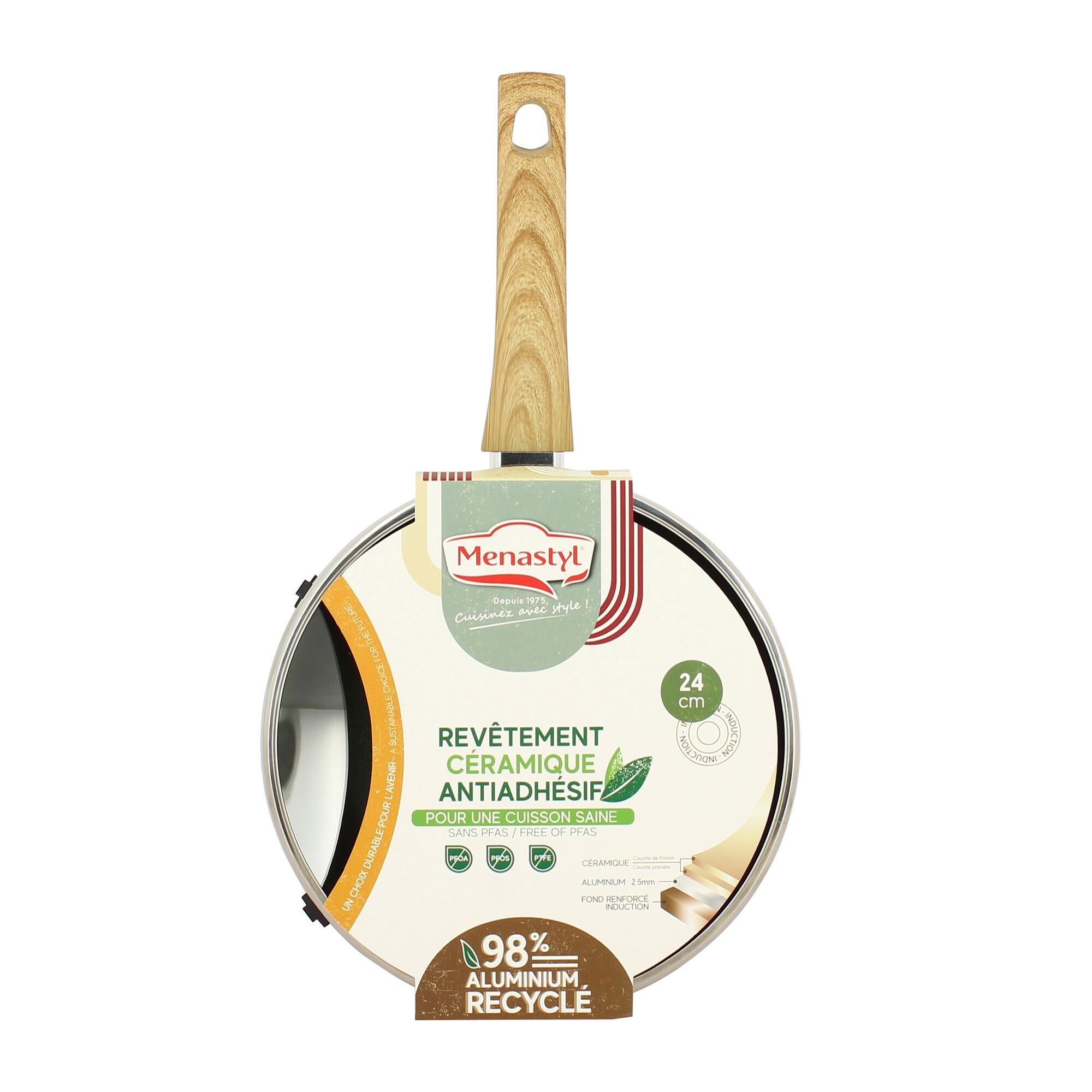 Sauteuse en revêtement céramique 24cm vert - tous feux COLORAMA