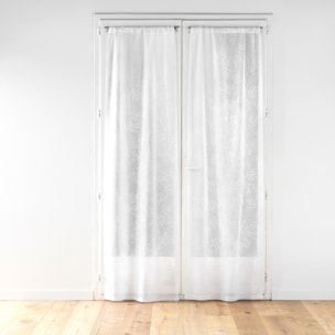 Paire de voilages passe-tringle en voile tissé motif feuillage - Blanc