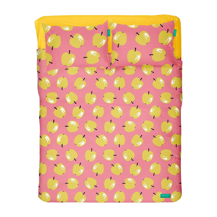 set de sabanas 4pcs cama doble: sabana encimera + sabana bajera + 2 fundas de almohada Benetton fruits