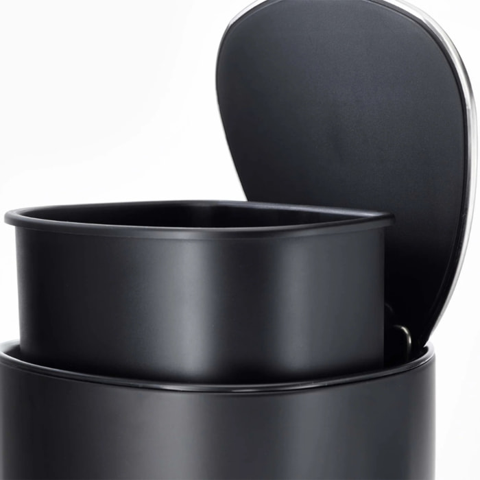 EasyStore™ Poubelle Salle de Bain Noire à Pédale 5L, noir mat (70595)