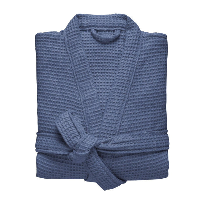 NE PAS UTILISER - Peignoir femme col kimono en coton BIO, ESPRIT NID D'ABEILLE BIO