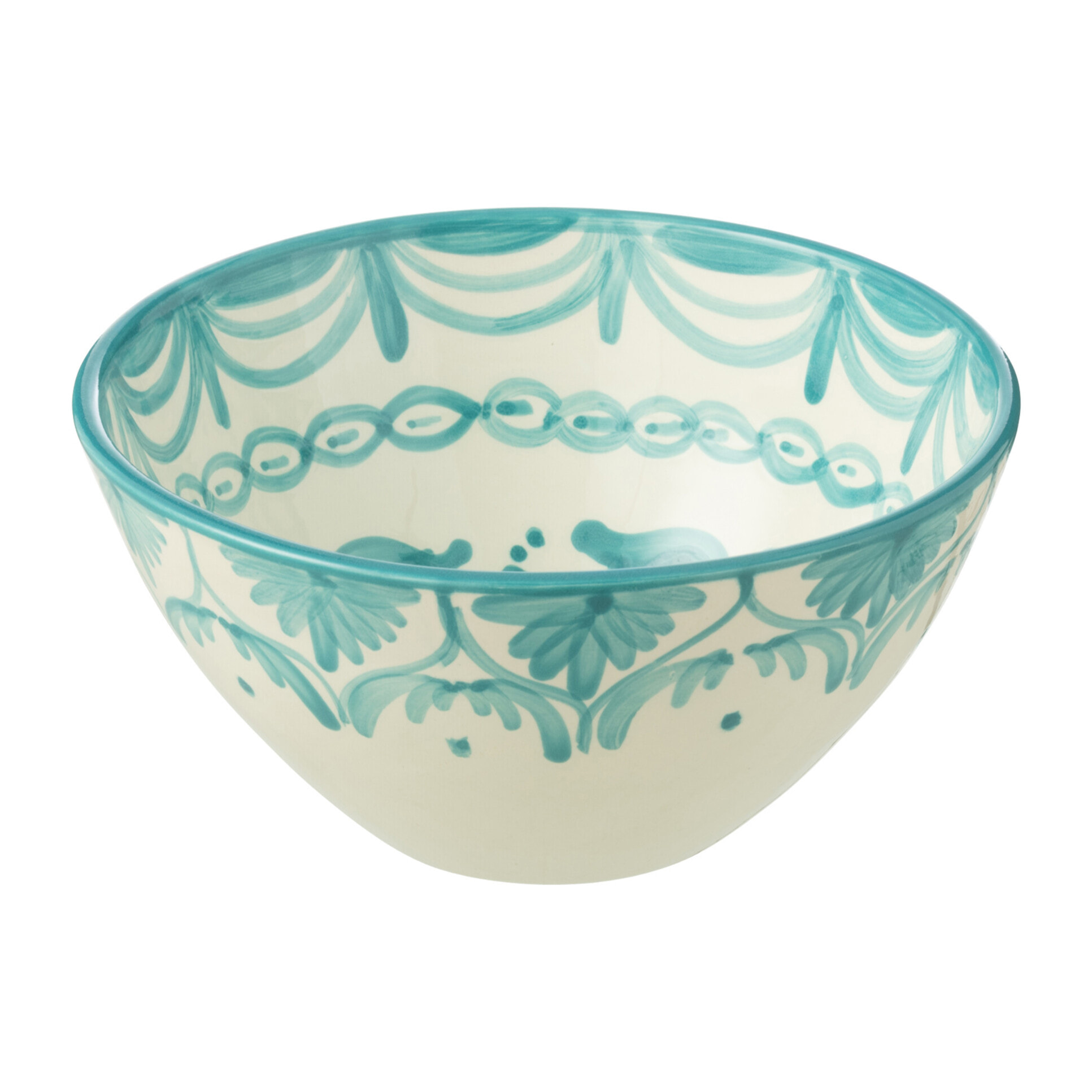 J-Line bol Granada High - céramique - blanc/aqua - medium - Ø 22 cm