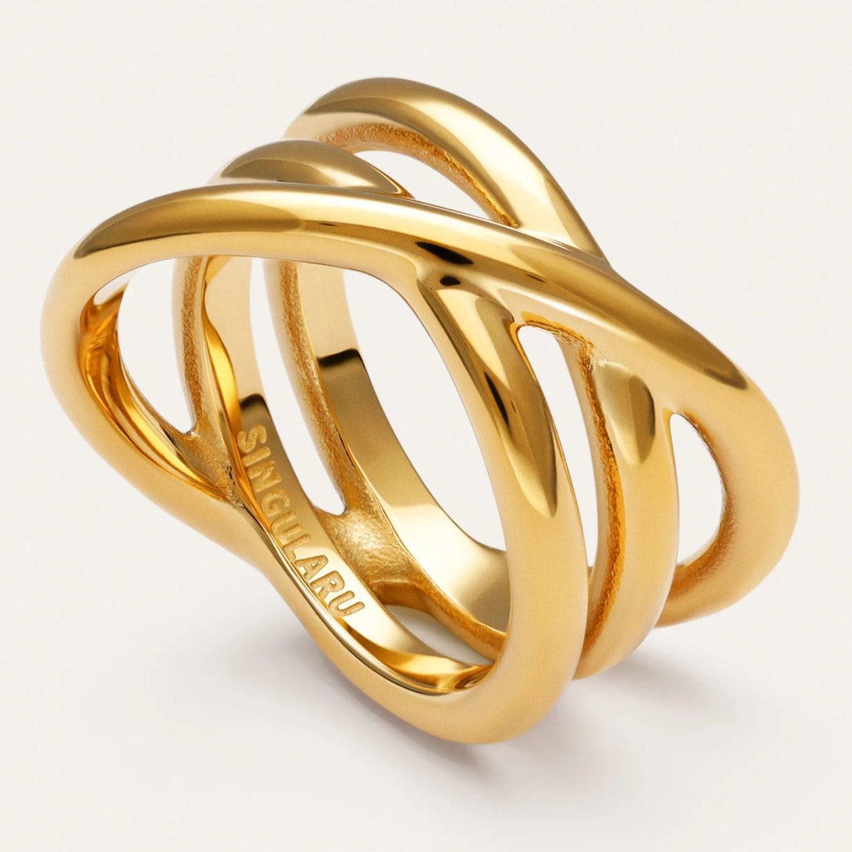 Anillo Trinity Acero Baño Oro