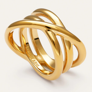 Anillo Trinity Acero Baño Oro